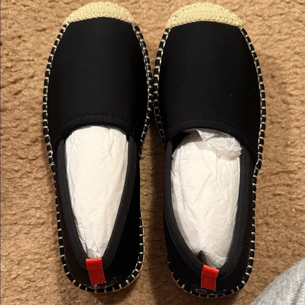 Sea Star Black Beachwear Beachcomber Espadrille Flats with Cream Toe Size 6 New - Picture 3 of 6